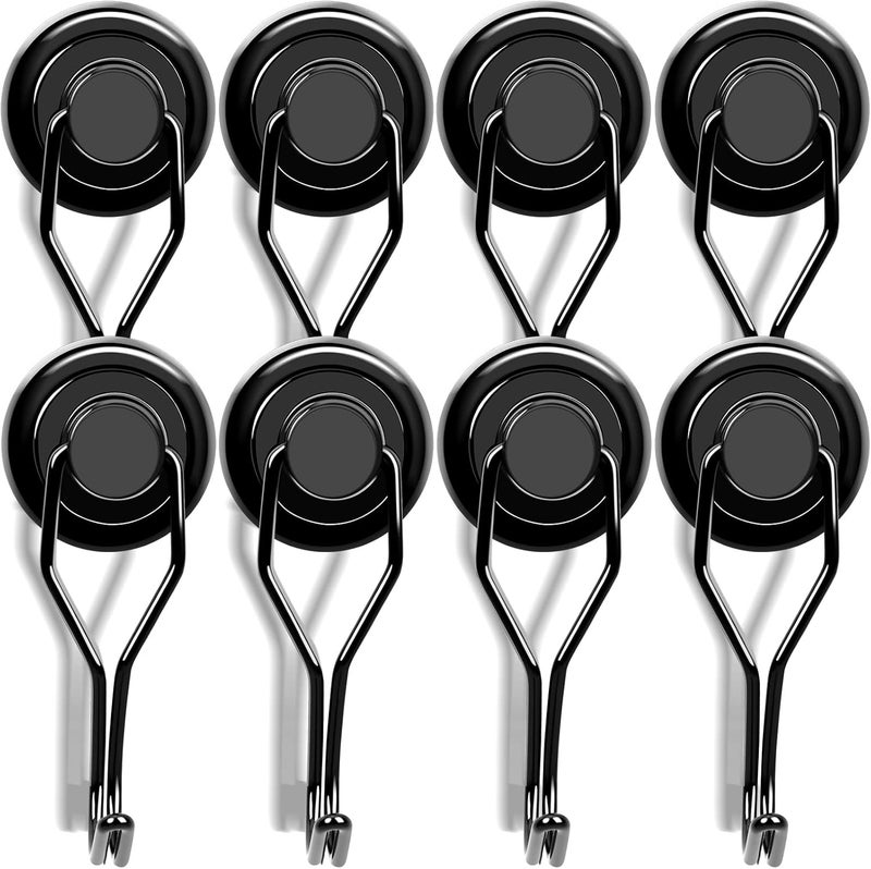 LOVIMAG Hooks, 120lbs+ Magnetic Magnet Hook 2025 Cruise Cabin Ship Essentials Heavy Duty Strong Refrigerator Fridge Hanging for Classroom Beach Vacation Kitchen Grills Home Mug Hanger (8 Pack), Black - Image 1